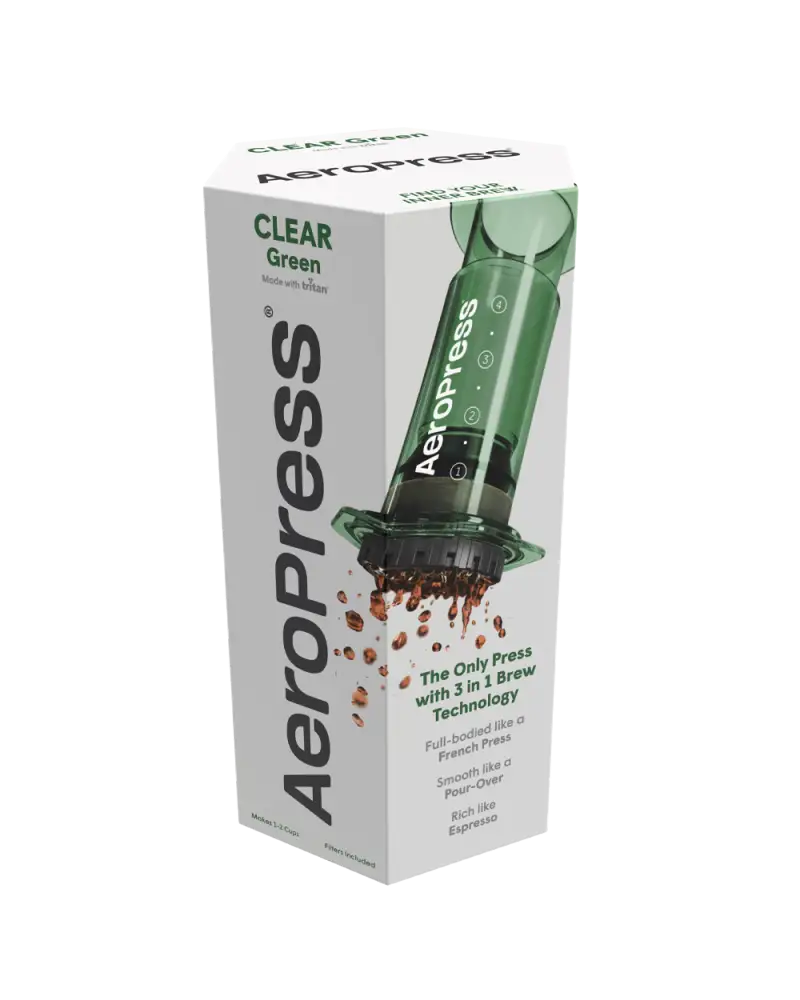 AeroPress Clear Green – Edición especial desmontada | Mula Andina Café