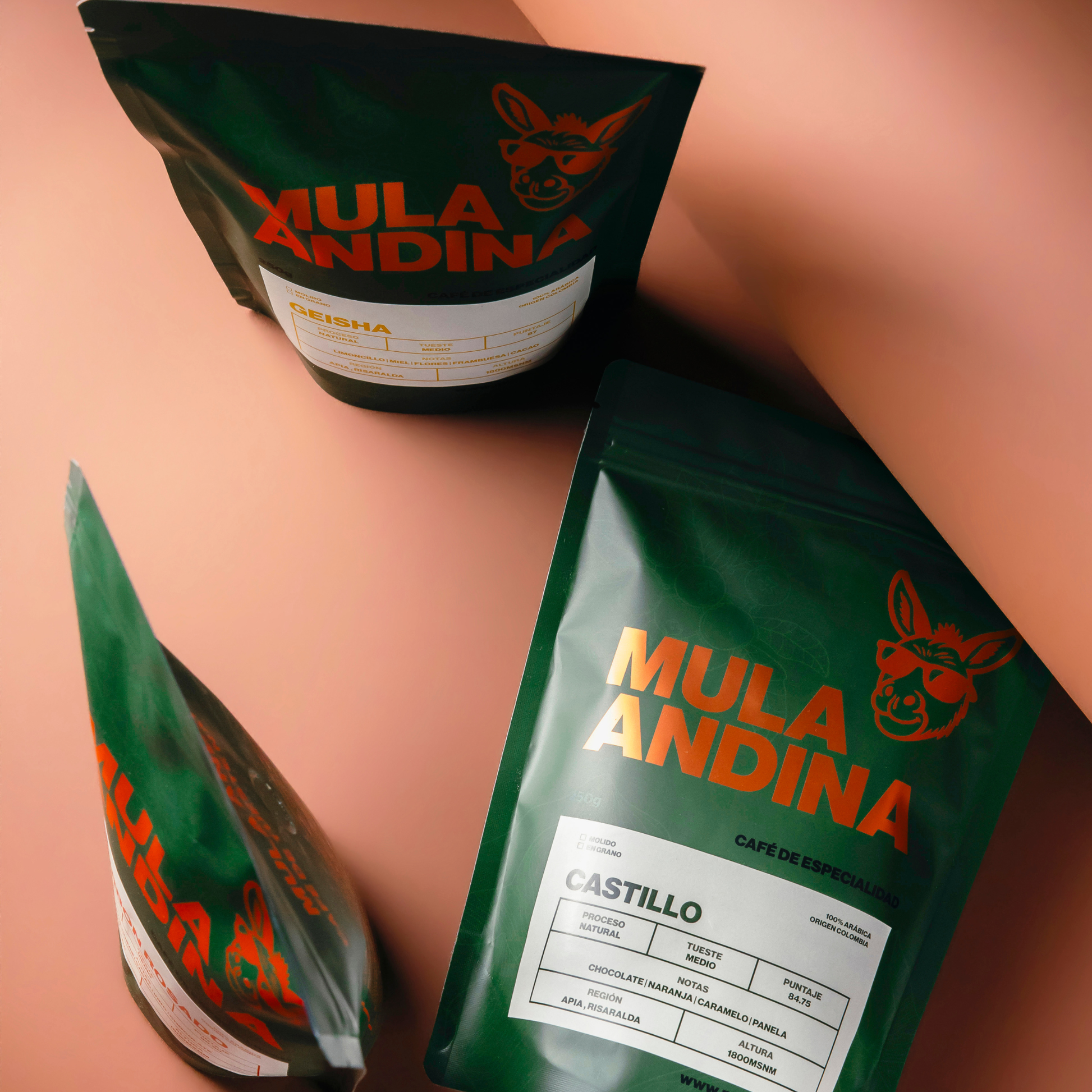 Tres Orígenes Colombia – Las tres bolsas de café de especialidad juntas | Mula Andina