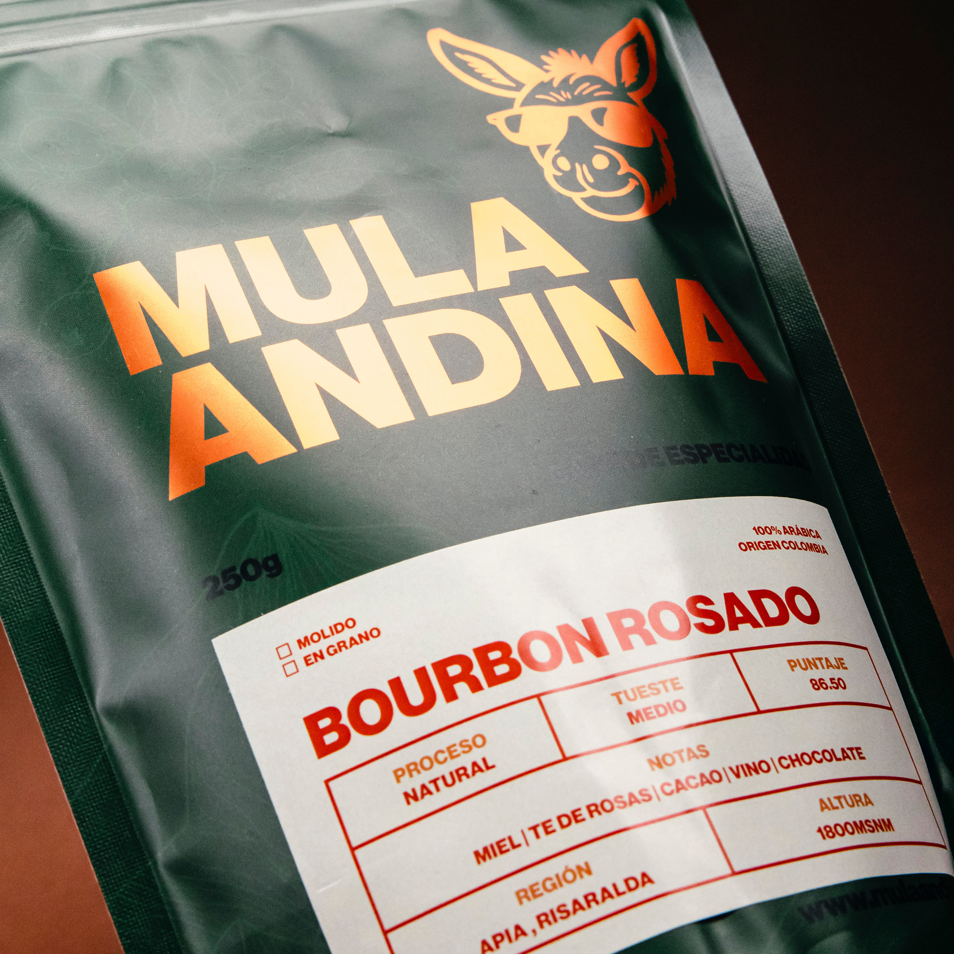 Café Bourbon Rosado – Granos arábica naturales de Apía Risaralda | Mula Andina Café