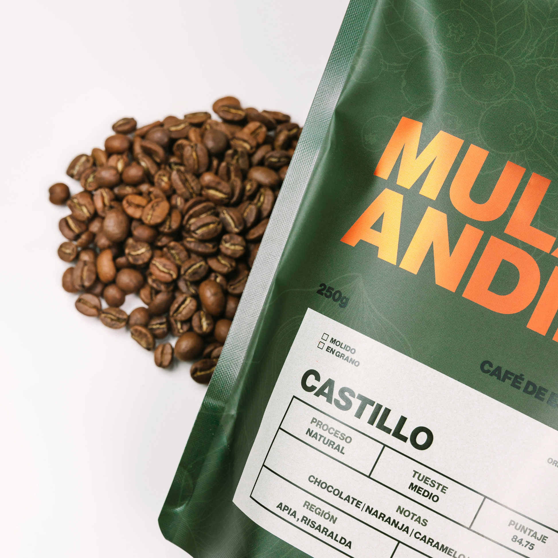 Café Castillo Colombia – Vista bolsa completa | Mula Andina Café