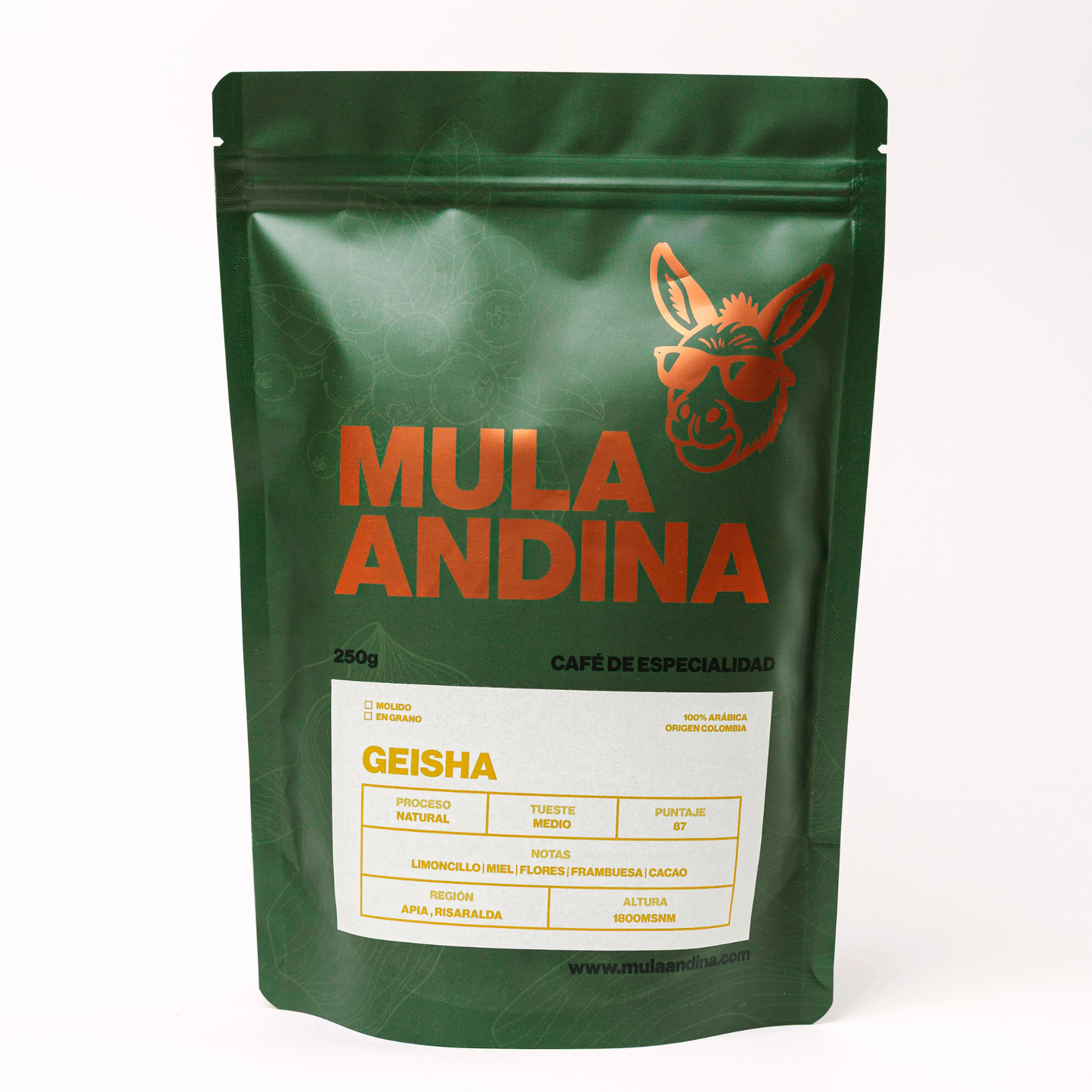 Café Geisha Colombia Natural 87 Puntos | Café de Especialidad – Mula Andina Café