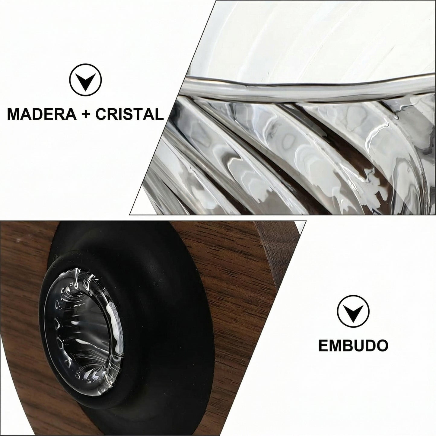 Dripper V60 Vidrio – Detalle ranuras espirales de extracción | Mula Andina Café