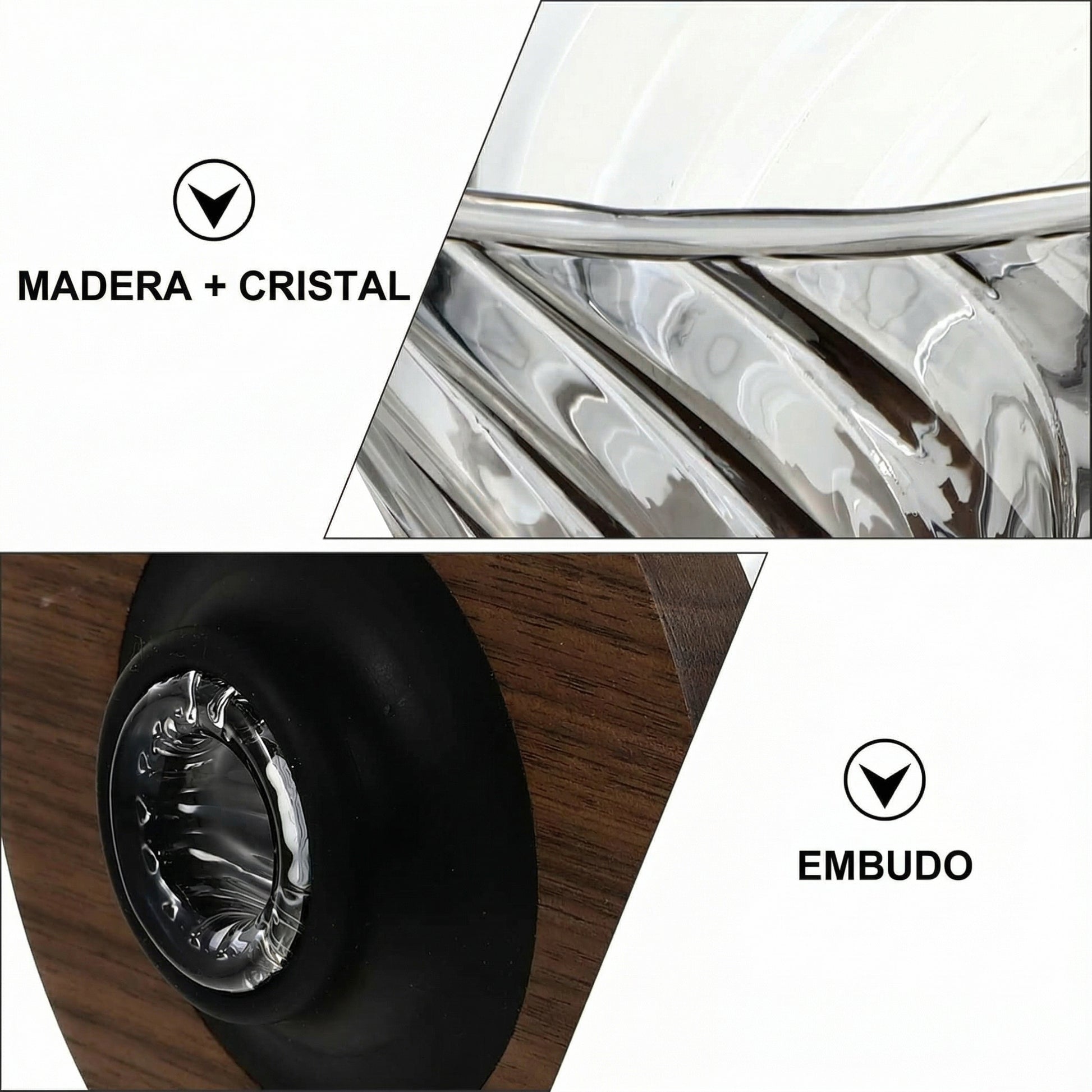 Dripper V60 Vidrio – Detalle ranuras espirales de extracción | Mula Andina Café