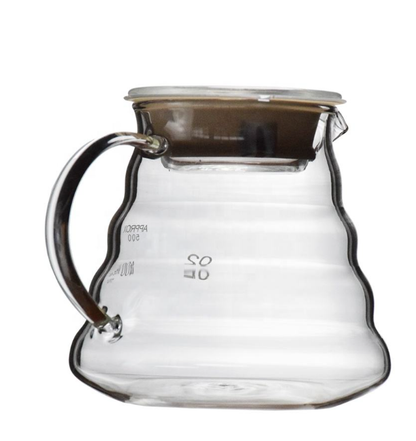 Jarra Servidora V60 – Vista lateral cristal borosilicato transparente | Mula Andina Café