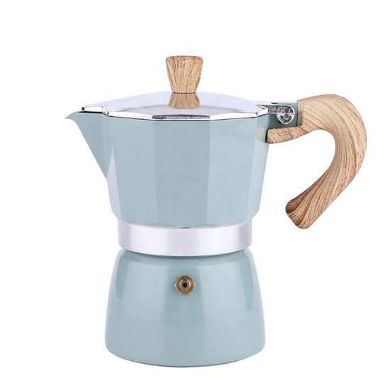 Cafetera Moka Italiana 3 Tazas Azul | Espresso con Cremita – Mula Andina Café